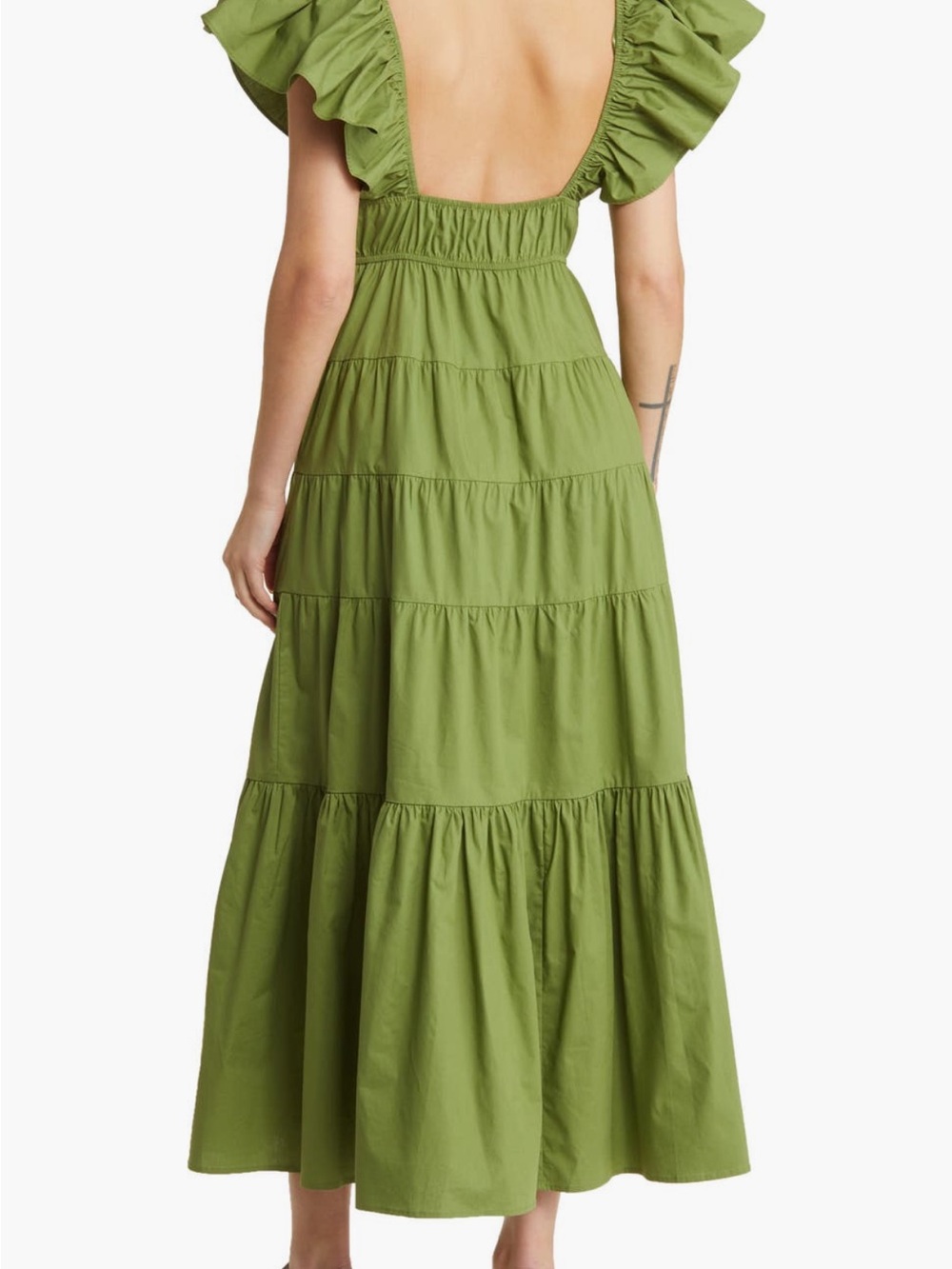 Moon River Olive Green Tiered Midi Dress - Picture 2 of 4